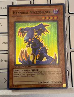 Yugioh Hannibal Necromancer PTDN-ENSE2 Super rare holo near mint condition card - Image 1