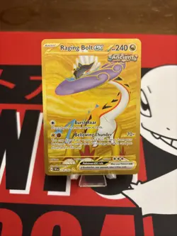 Pokemon TCG Temporal Forces Hyper Rare Gold Card Raging Bolt EX 218/162 - Image 1