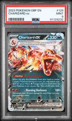 2023 Pokemon TCG Obsidian Flames Charizard EX Double RARE 125/197 PSA 9 card - Image 1