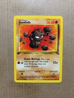 1st Edition Geodude 47/62 Fossil Set - Common Pokemon Card - NM/Mint - Image 1