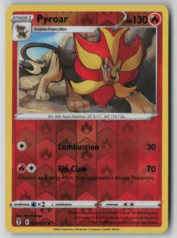 Pyroar 023/203 Pokemon TCG Card Evolving Skies Reverse Holo (Light Play) LP 1 - Image 1