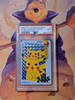 PSA 9 Double Pikachu 3 Prism Carddass Anime Japanese Pokemon Card - Image 1
