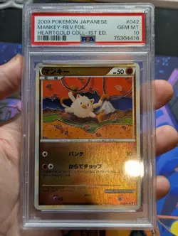 PSA 10 Mankey Reverse Foil 042/070 L1 Heartgold Edition 1 Japanese Pokemon Card - Image 1