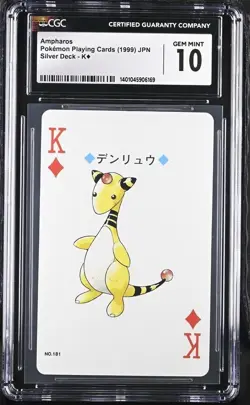 CGC 10 Ampharos Poker Playing Card Silver Deck King of Diamonds Japanese 1999 - Image 2