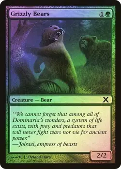 10th Edition MTG Foil Grizzly Bears - Image 1
