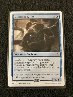 Magic The Gathering MTG - Displacer Kitten (White Border) - Mystery Booster 2 - Image 1