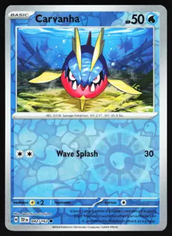 Carvanha 042/162 Pokemon SV05: Temporal Forces Reverse Holo Common NM - Image 1
