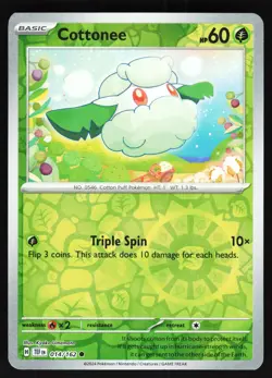 Cottonee 014/162 Pokemon SV05: Temporal Forces Reverse Holo Common NM - Image 1