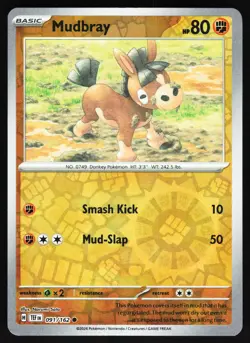 Mudbray 091/162 Pokemon SV05: Temporal Forces Reverse Holo Common NM - Image 1