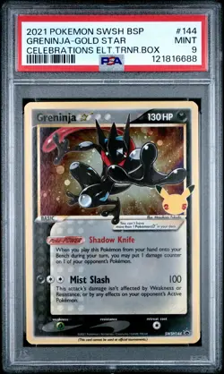 2021 POKEMON SWSH BLACK STAR PROMO #144 GRENINJA-GOLD STAR PSA 9 - Image 1