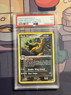 Pokemon 2004 EX Dark Dragonite Holo PSA 7 Cosmos James TD - Image 1