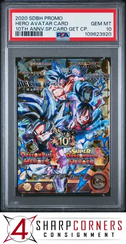 2020 DRAGON BALL HEROES PROMO 10TH ANNIVERSARY SPECIAL HERO AVATAR CARD PSA 10 - Image 1