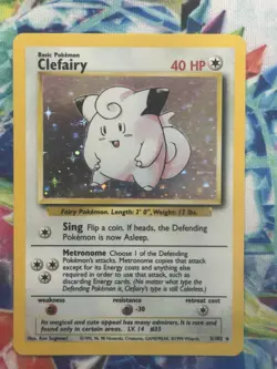Pokemon TCG Clefairy Holo Rare Card 5/102 Base Set NM LP - Image 1