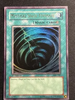 Mystical Space Typhoon MRL-047 1st Edition Yu-Gi-Oh Card Ultra Rare Played LP - Image 1