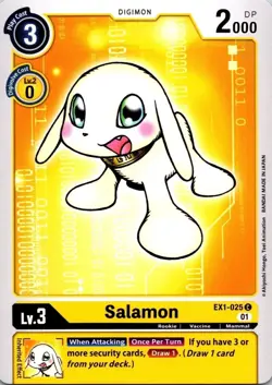 Salamon EX1-025 Yellow Common Rookie Digimon CCG Card - Image 1