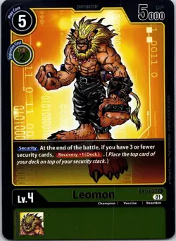Leomon EX1-027 Yellow Rare Champion Digimon CCG Card - Image 1