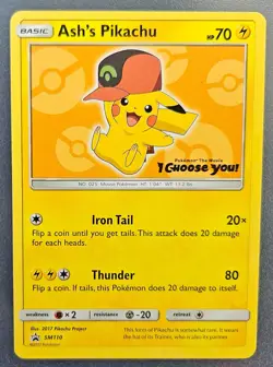 Ash's Pikachu SM110 Black Star Promo 2017 Pokemon Card TCG - Image 1