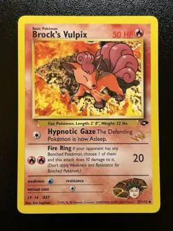 BROCK'S VULPIX W Stamp Pokemon Card - WOTC Promo - Gym Challenge - 37/132 LP (D) - Image 1