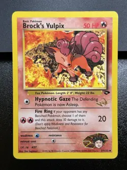 BROCK'S VULPIX W Stamp Pokemon Card - WOTC Promo - Gym Challenge - 37/132 LP (D) - Image 2