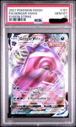PSA 10 2021 POKEMON SWORD & SHIELD FUSION STRIKE #157 GENGAR VMAX FUSION STRIKE - Image 1