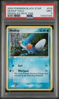 PSA 9 Mudkip Cosmos Holo 018 Pokemon 2004 EX Deck Tins Black Star Promo Mint - Image 1