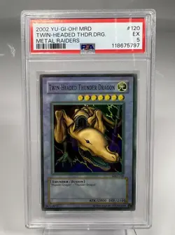 Yugioh! Twin-Headed Thunder Dragon | FADED MISPRINT | MRD-120 Super Rare PSA 5 - Image 1