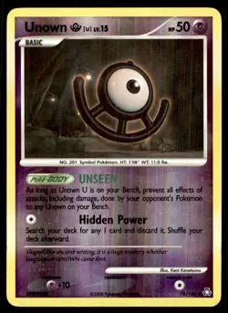 2008 Diamond & Pearl - Legends Awakened Reverse Holo Unown U Basic/Uncommon #78 - Image 1