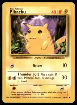 1999 Classic - Base Set Pikachu Basic/Common #58 - Image 1