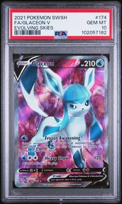 Pokemon Card PSA 10 Gem Mint Glaceon V Evolving Skies 2021 Holo 174/203 - Image 1
