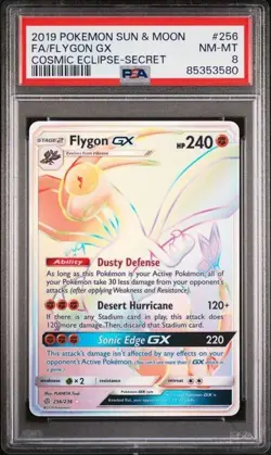 Pokemon Flygon GX Sun & Moon - Cosmic Eclipse 256 Holo Secret Rare PSA NM-MT 8 - Image 1