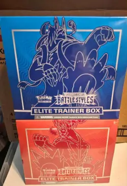 Pokemon Sword Shield Battle Styles Elite Trainer Box ETB Blue and Red, Set of 2 - Image 1
