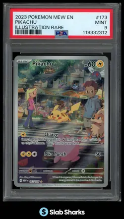 2023 POKEMON SV 151 - MEW EN #173/165 PIKACHU ILLUSTRATION RARE PSA 9 - Image 1