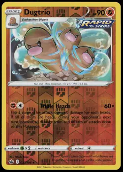Dugtrio 077/198 SWSH06: Chilling Reign Reverse Holo Pokemon TCG - Image 1