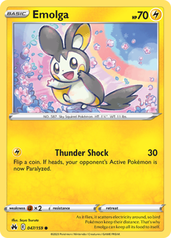 Emolga 047/159 Common Crown Zenith Pokemon Reverse Holo NM/M - Image 4