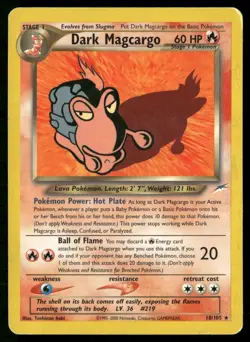Dark Magcargo 18/105 Rare Neo Destiny Pokemon Moderately Played - Image 1
