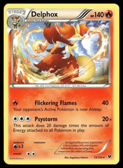 Delphox 13/124 Holo Rare Fates Collide Pokemon Lightly Played - Image 1