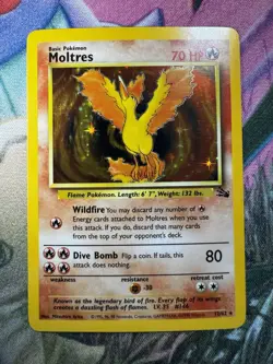 Moltres 27/62 Fossil Holo Rare 1999 Unlimited WOTC Pokemon Card Vintage Arita - Image 1