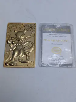 Pokemon Gold Plated Card 1999 Mewtwo VTG With Cert Nintendo Seal PromoVGC Case - Image 2