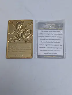 Pokemon Gold Plated Card 1999 Mewtwo VTG With Cert Nintendo Seal PromoVGC Case - Image 3