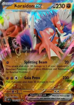 124/197 KORAIDON EX DOUBLE RARE OBSIDIAN FLAMES POKEMON CARD - Image 1
