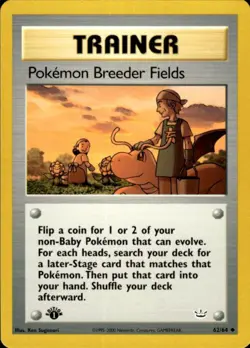 Pokemon Breeder Fields 62/64 Neo Revelation Uncommon 1st Edition LP - Image 1