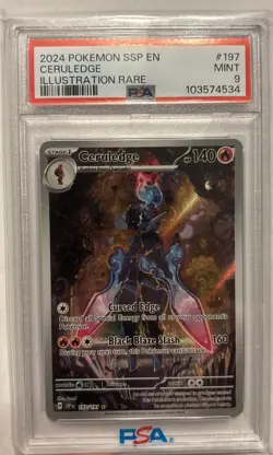 2024 Pokemon SSP EN-Surging Sparks Ceruledge #197 Illustration Rare PSA 9 - Image 1