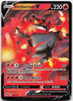 Incineroar V 008/073 Holo V Rare Champion's Path Pokemon Near Mint - Image 1