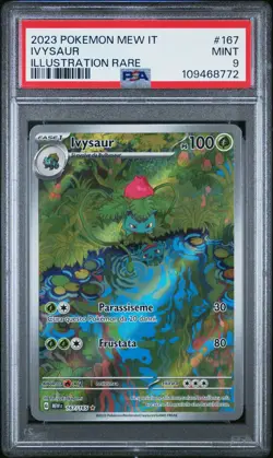 Pokemon PSA 9 Ivysaur #167 MEW IT 151 Illustration Rare 2023 Italiano - Image 2