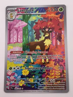Pokemon TCG - S&V - Temporal Forces - Sawsbuck Holo Illustration Rare 166/162 - Image 4