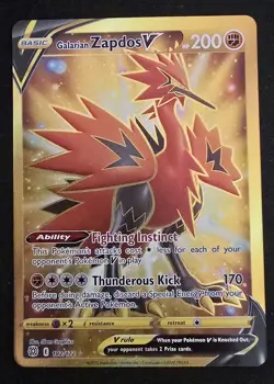 Pokemon Galarian Zapdos v TCG Card 182/172 Brilliant Stars Secret Rare - Image 1