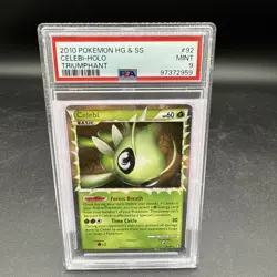 2010 POKEMON HEARTGOLD & SOULSILVER TRIUMPHANT #92 CELEBI-HOLO PSA 9 - Image 1