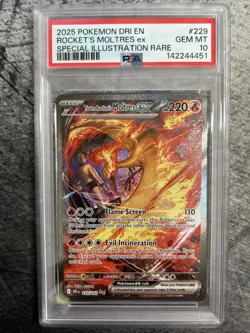 Pokemon TCG Team Rockets Moltres EX Destined Rivals Card 229/182 Gem MT PSA 10 - Image 1