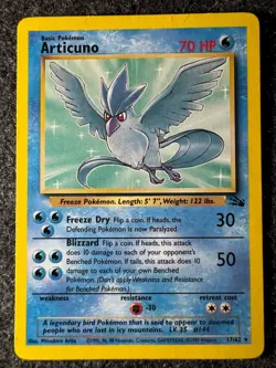 Pokemon Articuno Fossil 17/62 Basic 70 HP Rare Regular English Card - Image 1