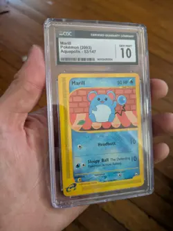 (POP 13) CGC 10 GEM MINT Marill Aquapolis 53/147 Pokemon English 2003 Card - Image 1